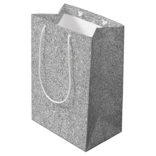 Elegant Silver Glitter Medium Gift Bag