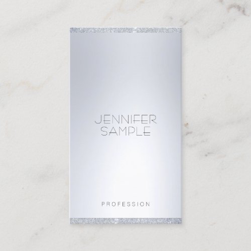 Elegant Silver Glitter Modern Simple Professional Business Card