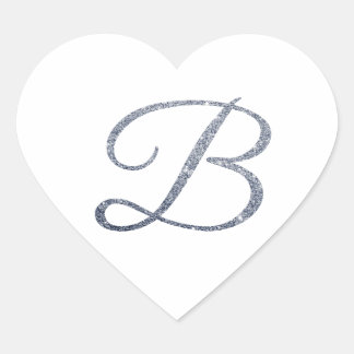 Elegant Silver Glitter Monogram B Envelope Seal