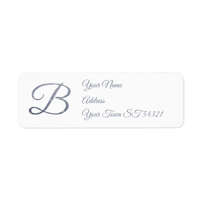 Elegant Silver Glitter Monogram B Personalized   Label (Front)