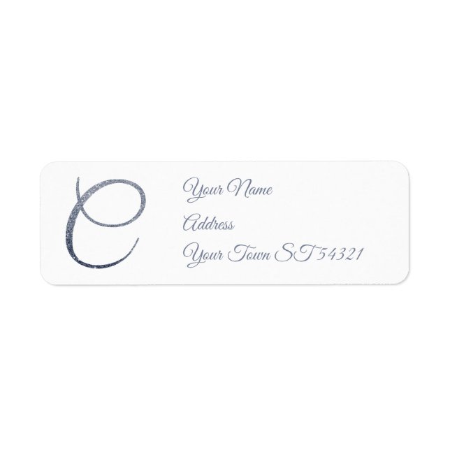Elegant Silver Glitter Monogram C Personalized   Label (Front)