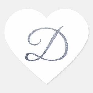 Elegant Silver Glitter Monogram D Envelope Seal