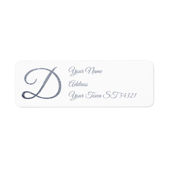 Elegant Silver Glitter Monogram D Personalized   Label (Front)