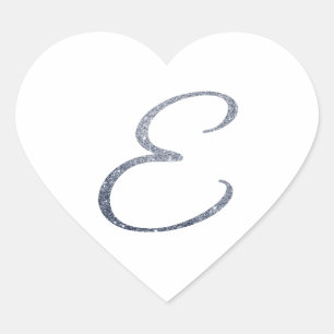 Elegant Silver Glitter Monogram E Envelope Seal