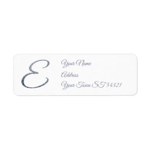 Elegant Silver Glitter Monogram E Personalized Label