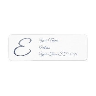 Elegant Silver Glitter Monogram E Personalized Label
