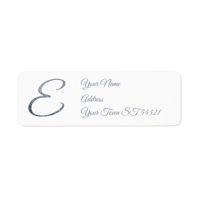 Elegant Silver Glitter Monogram E Personalized   Label (Front)