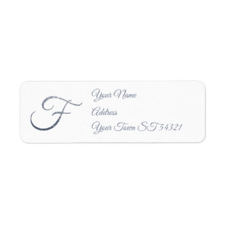 Elegant Silver Glitter Monogram F Personalized Label