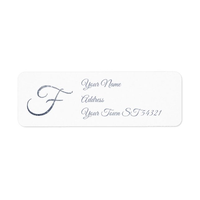 Elegant Silver Glitter Monogram F Personalized   Label (Front)