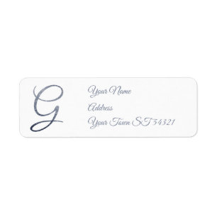 Elegant Silver Glitter Monogram G Personalized Label