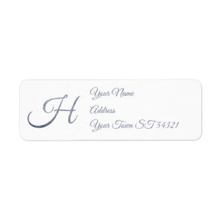 Elegant Silver Glitter Monogram H Personalized Label
