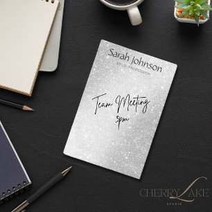 Elegant Silver Glitter Monogram Personalized Name Post-it Notes