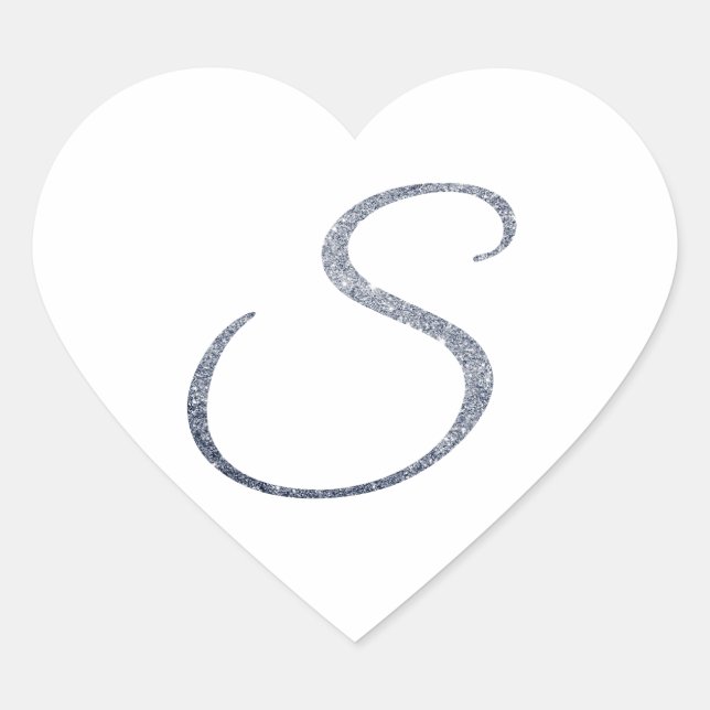 Elegant Silver Glitter Monogram S Envelope Seal    (Front)
