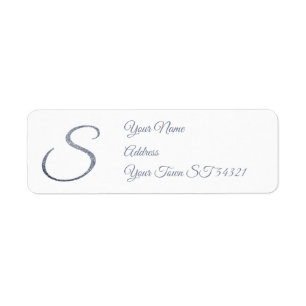 Elegant Silver Glitter Monogram S Personalized Label