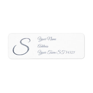 Elegant Silver Glitter Monogram S Personalized Label