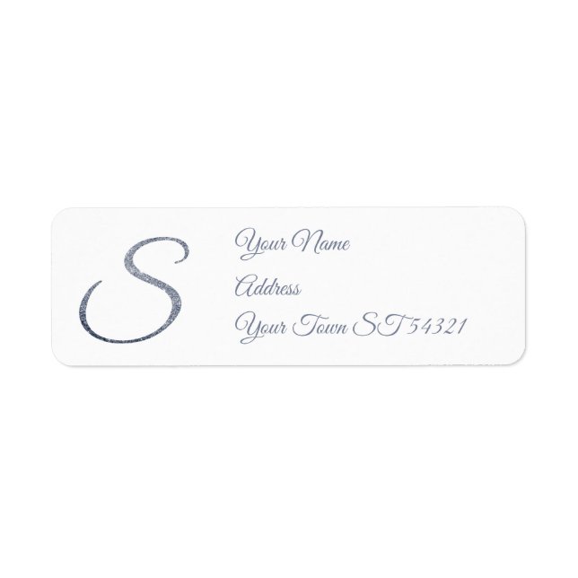 Elegant Silver Glitter Monogram S Personalized   Label (Front)