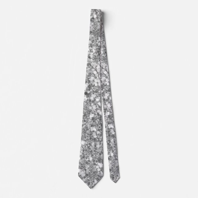 Elegant Silver Glitter Neck Tie (Front)