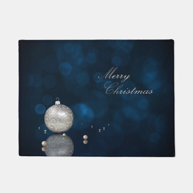 Elegant Silver Glitter Ornament - Door Mat (Front)