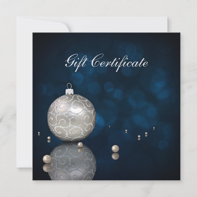 Elegant Silver Glitter Ornament - Gift Certificate (Front)