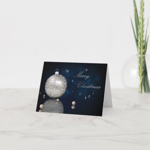 Elegant Silver Glitter Ornament _ Greeting Card