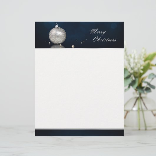 Elegant Silver Glitter Ornament - Letterhead (Standing Front)