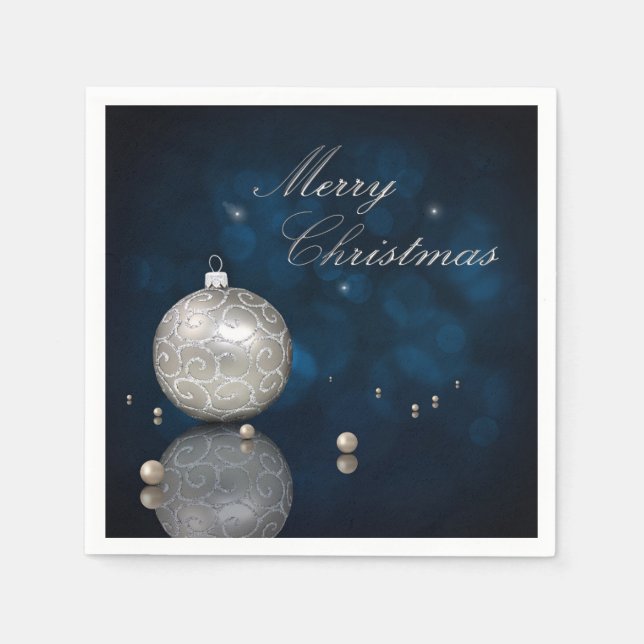 Elegant Silver Glitter Ornament - Paper Napkin (Front)