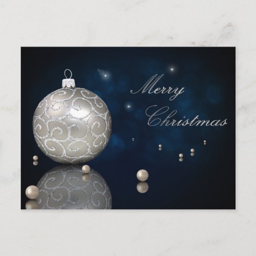 Elegant Silver Glitter Ornament _ Postcard