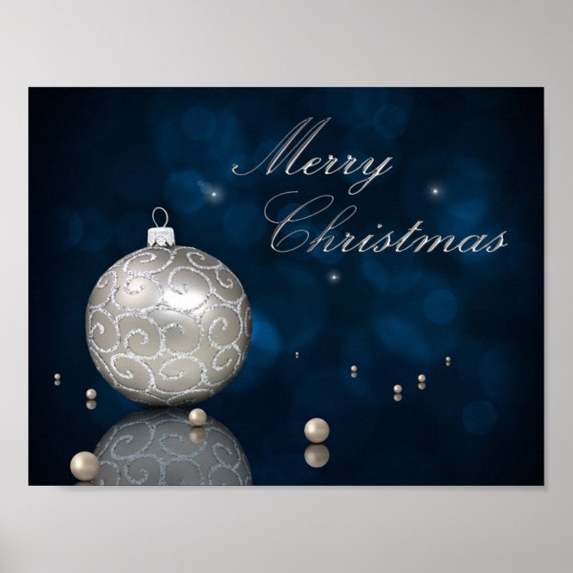 Elegant Silver Glitter Ornament - Poster (Front)
