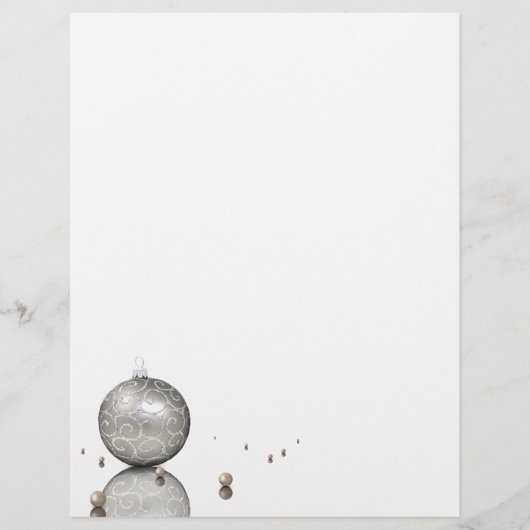 Elegant Silver Glitter Ornament - Xmas Letterhead (Front)