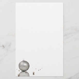 Elegant Silver Glitter Ornament - Xmas Stationery
