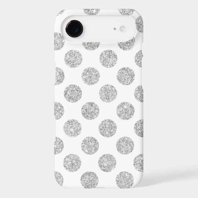 Elegant Silver Glitter Polka Dots Pattern Case-Mate iPhone Case (Back)