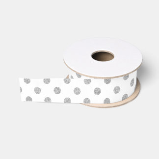 Elegant Silver Glitter Polka Dots Pattern Grosgrain Ribbon