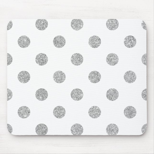 Elegant Silver Glitter Polka Dots Pattern Mouse Pad (Front)