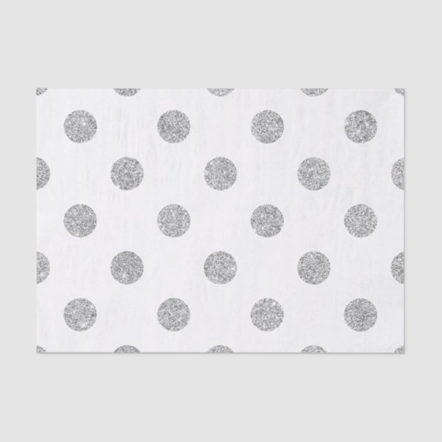 Elegant Silver Glitter Polka Dots Pattern Tissue Paper (Front)