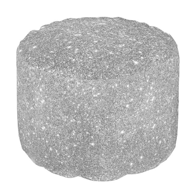 Elegant silver glitter pouf (Angled Back)