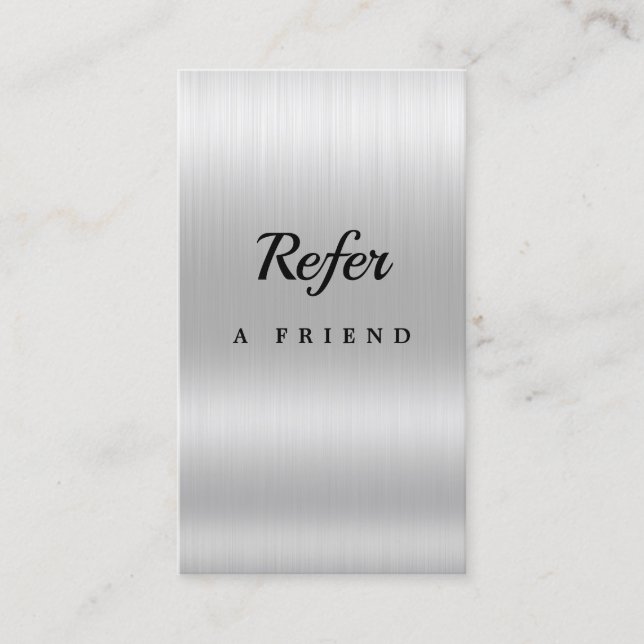 Elegant Silver Glitter Salon Referral Card (Front)