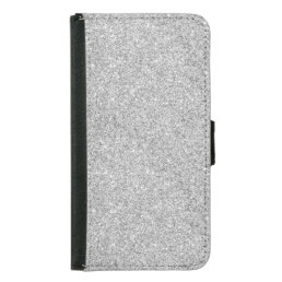 Elegant Silver Glitter Wallet Phone Case For Samsung Galaxy S5