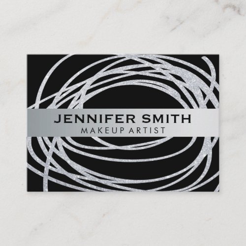 Elegant Silver Glitter Scribble Business Card