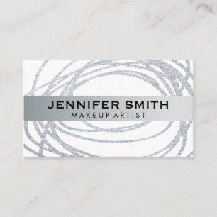 Elegant Silver Glitter Scribble Business Card