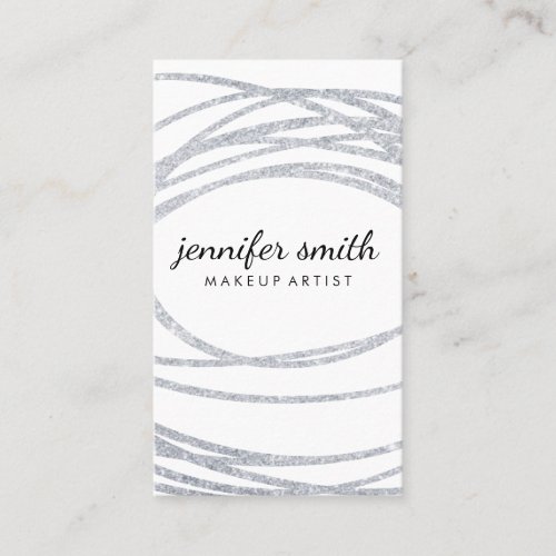 Elegant Silver Glitter Scribble Business Card