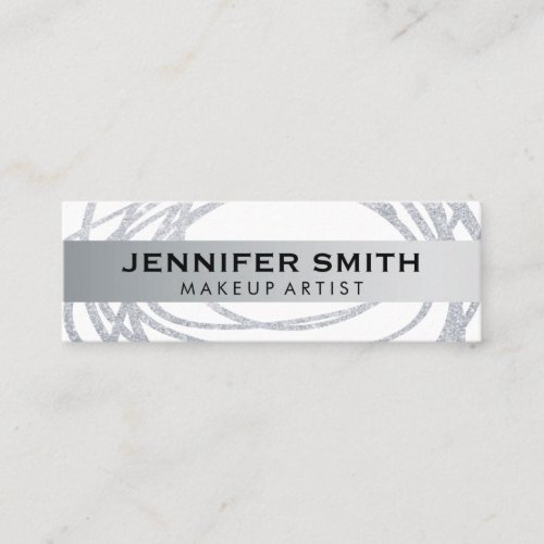 Elegant Silver Glitter Scribble Mini Business Card