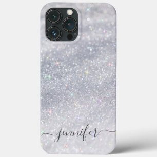 Elegant Silver Glitter Script   Custom Name iPhone 13 Pro Max Case