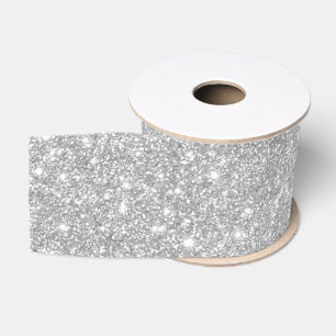 Elegant Silver Glitter Sparkle Glam Grosgrain Ribbon