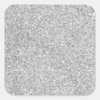Elegant Silver Glitter Square Sticker by allpattern at Zazzle