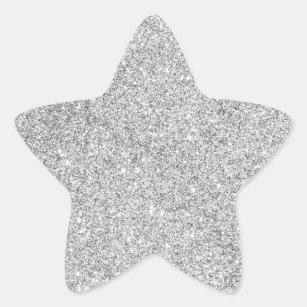 Elegant Silver Glitter Star Sticker