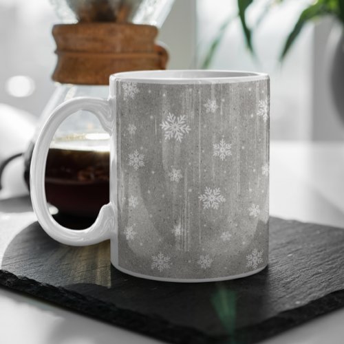 Elegant Silver Glitter Stars Snowflakes Coffee Mug