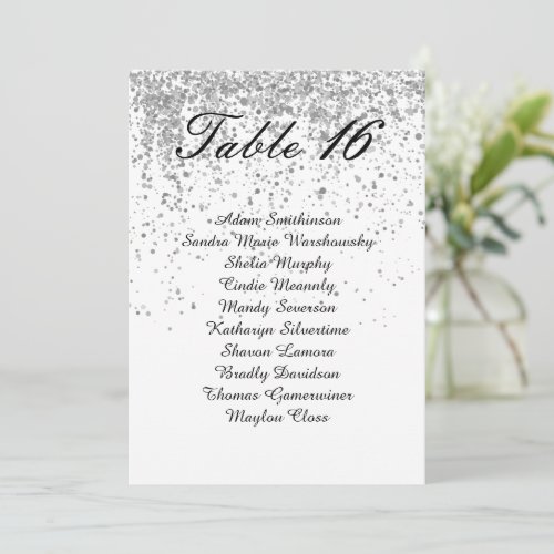 Elegant Silver glitter Table Number Seating Charts