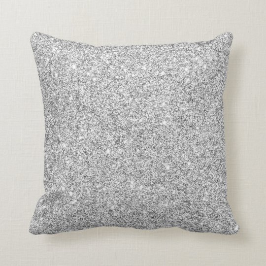 Elegant Silver Glitter Throw Pillow