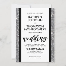 Elegant Silver Glitter Vintage Wedding Invitation
