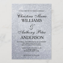 Elegant Silver Glitter Wedding Invitation